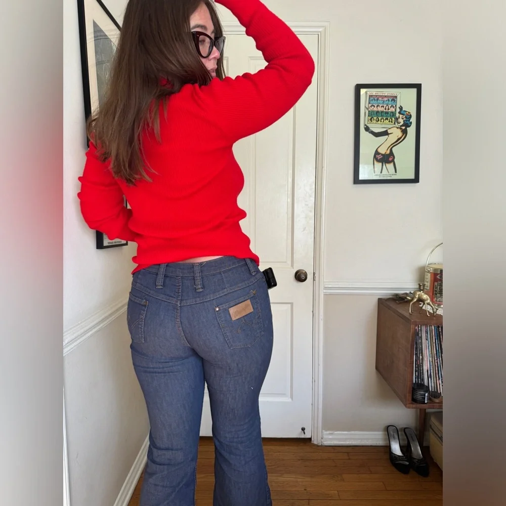 70s Vintage Red Acrylic Knit Turtleneck - Picture 2 of 6